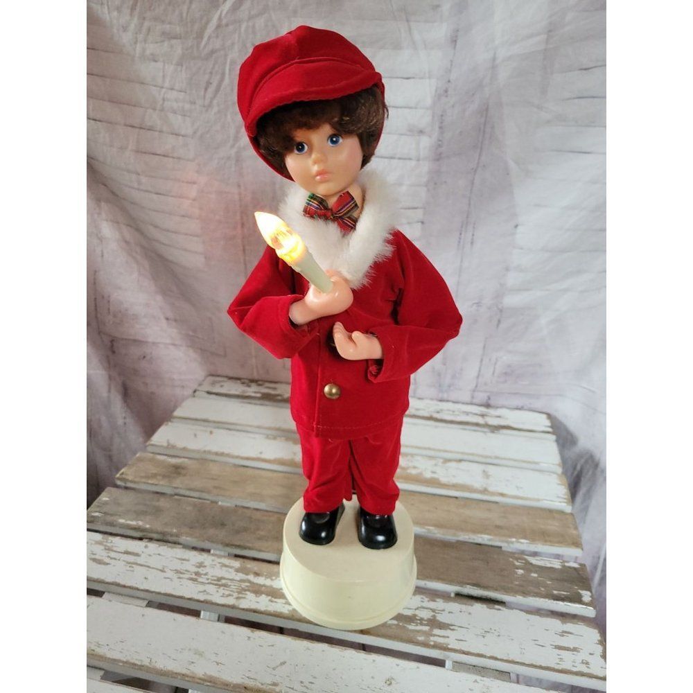 Rennoc boy caroler light up‎ vintage Xmas decor table home